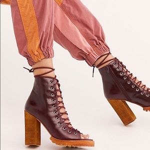 Free People Palermo Heel Brand Wine Leather